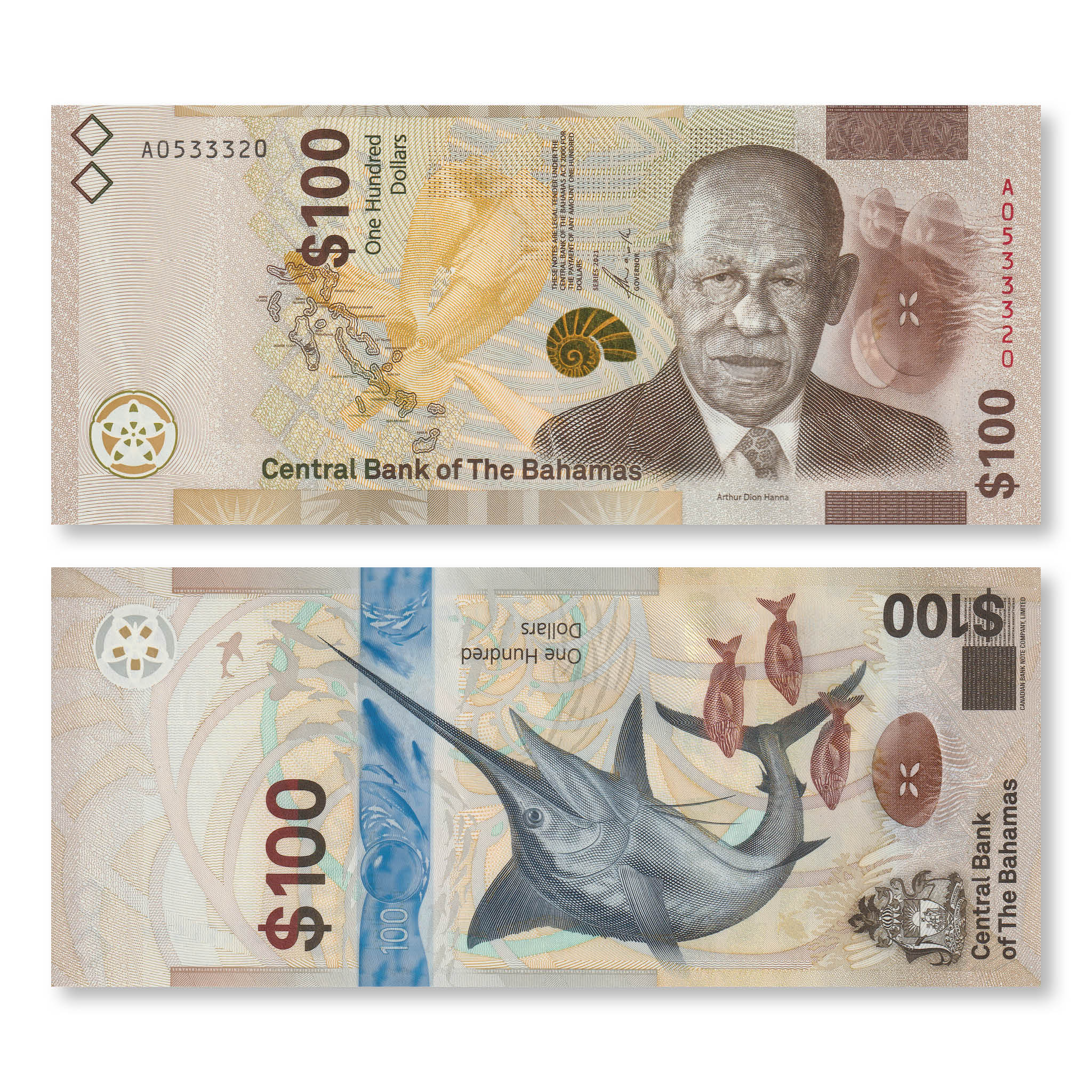 Bahamas 100 Dollars, 2021, B355a, UNC - Robert's World Money - World Banknotes