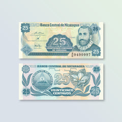 Nicaragua 25 Centavos, 1990, B464b, P170b, UNC - Robert's World Money - World Banknotes