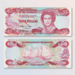 Bahamas 3 Dollars, 1984, B309a, P44a, UNC - Robert's World Money - World Banknotes