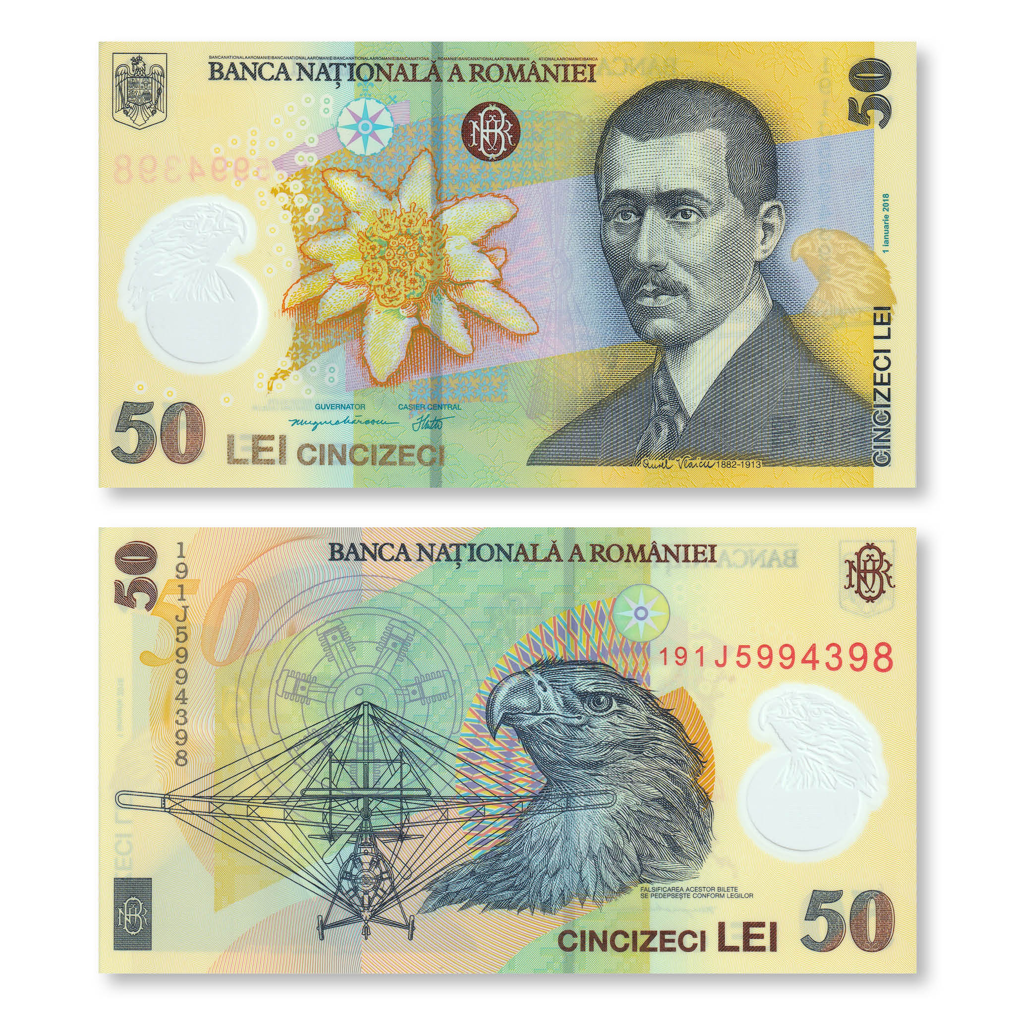 Romania 50 Lei, 2018 (2019), B289b, P120, UNC - Robert's World Money - World Banknotes