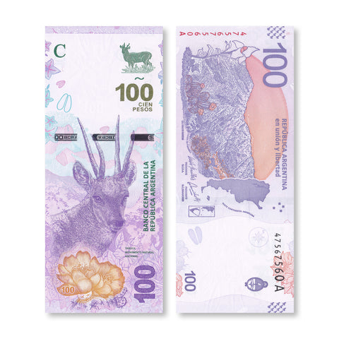 Argentina 100 Pesos, 2018, B419a, UNC - Robert's World Money - World Banknotes