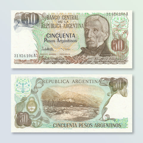 Argentina 50 Pesos Argentinos, 1985, B367b, P314a, UNC - Robert's World Money - World Banknotes