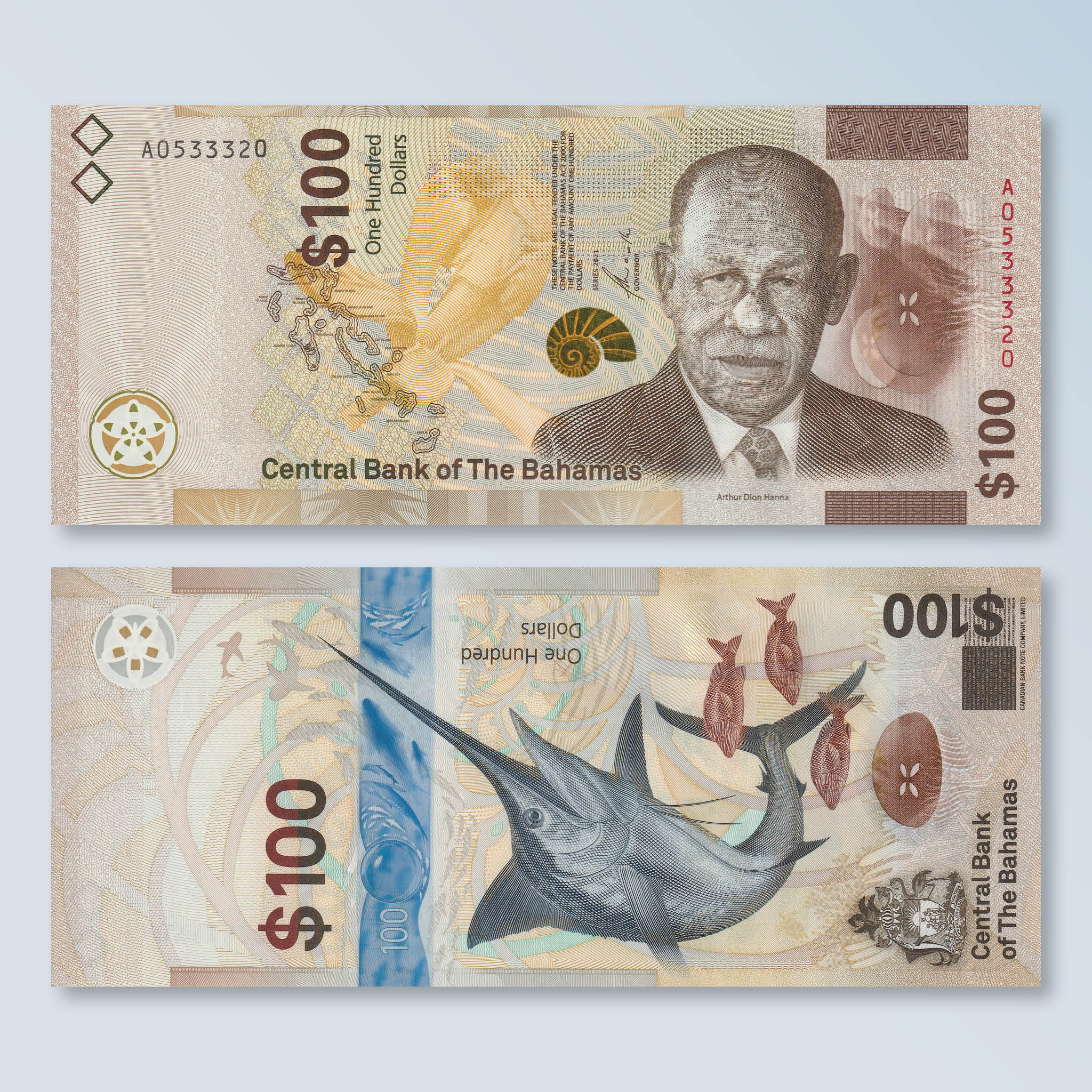 Bahamas 100 Dollars, 2021, B355a, UNC - Robert's World Money - World Banknotes