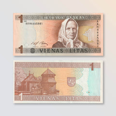 Lithuania 1 Litas, 1994, B164a, P53a, UNC - Robert's World Money - World Banknotes