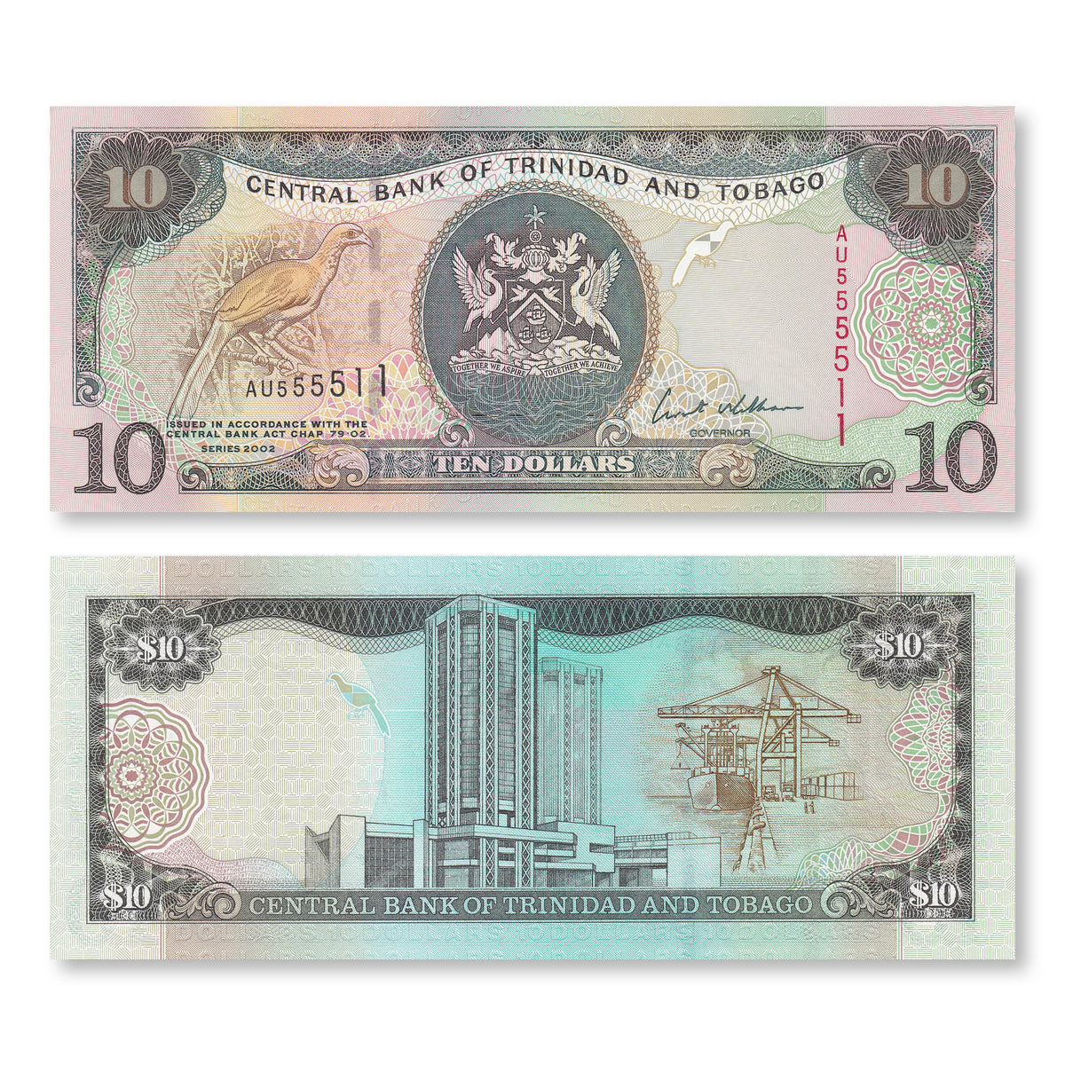 Trinidad & Tobago 10 Dollars, 2002, B218a, P43, UNC - Robert's World Money - World Banknotes