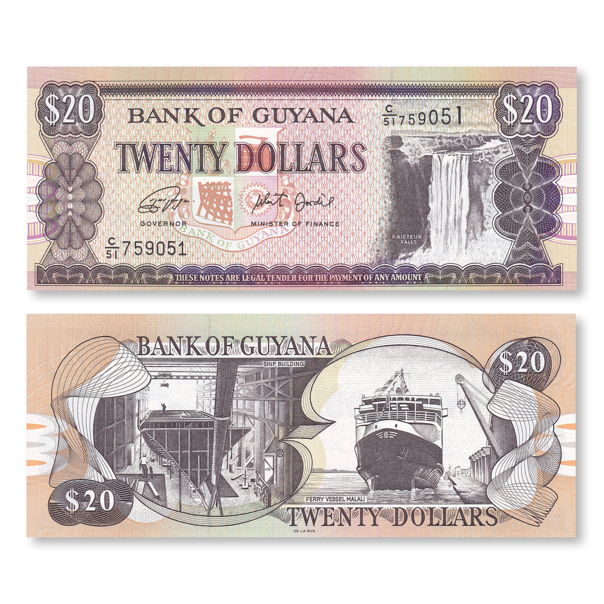 Guyana 20 Dollars, 2017, B108h2, P30f, UNC - Robert's World Money - World Banknotes