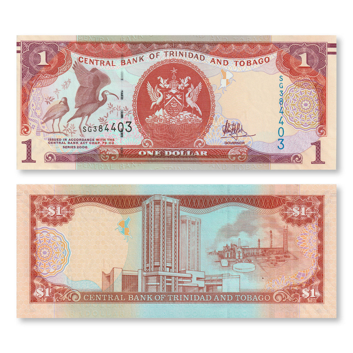 Trinidad & Tobago 1 Dollar, 2006 (2017), B228b, P46A, UNC - Robert's World Money - World Banknotes
