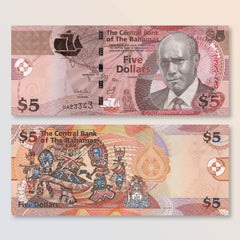 Bahamas 5 Dollars, 2013, B345a, P72A, UNC - Robert's World Money - World Banknotes