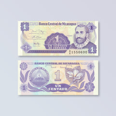 Nicaragua 1 Centavo, 1990, B461a, P167, UNC - Robert's World Money - World Banknotes