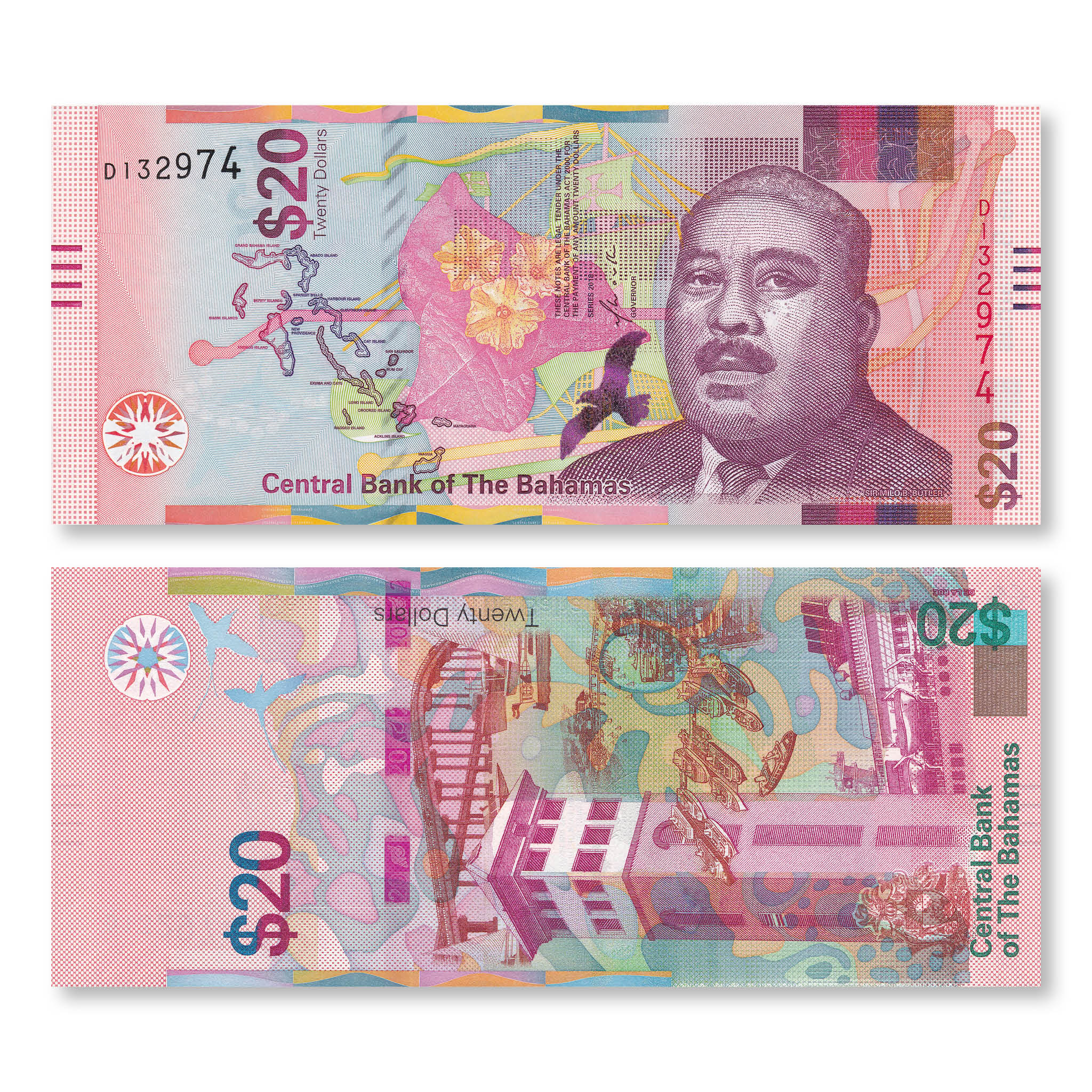 Bahamas 20 Dollars, 2018, B353a, P80, UNC - Robert's World Money - World Banknotes