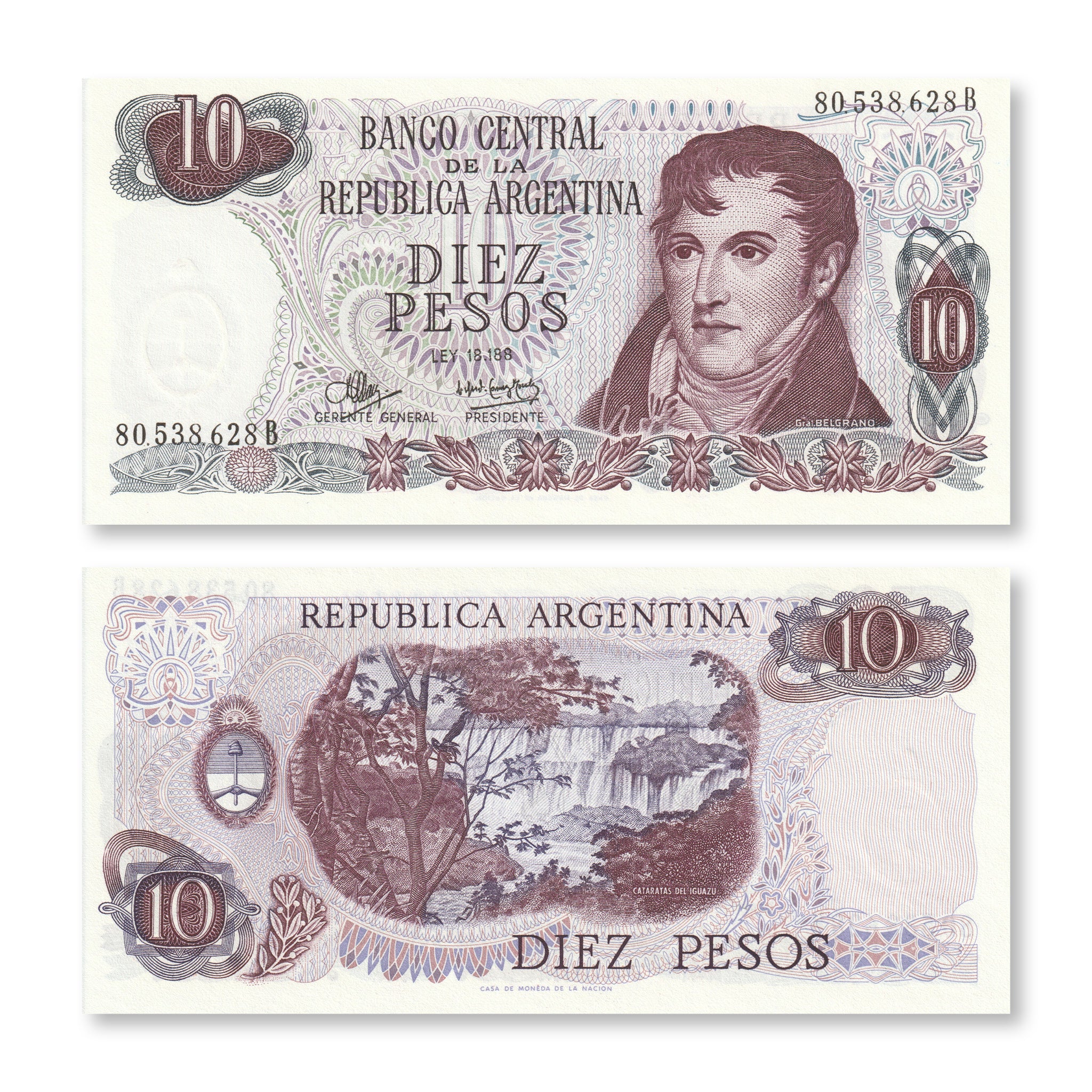 Argentina 10 Pesos, 1973, B342f, P289, UNC - Robert's World Money - World Banknotes