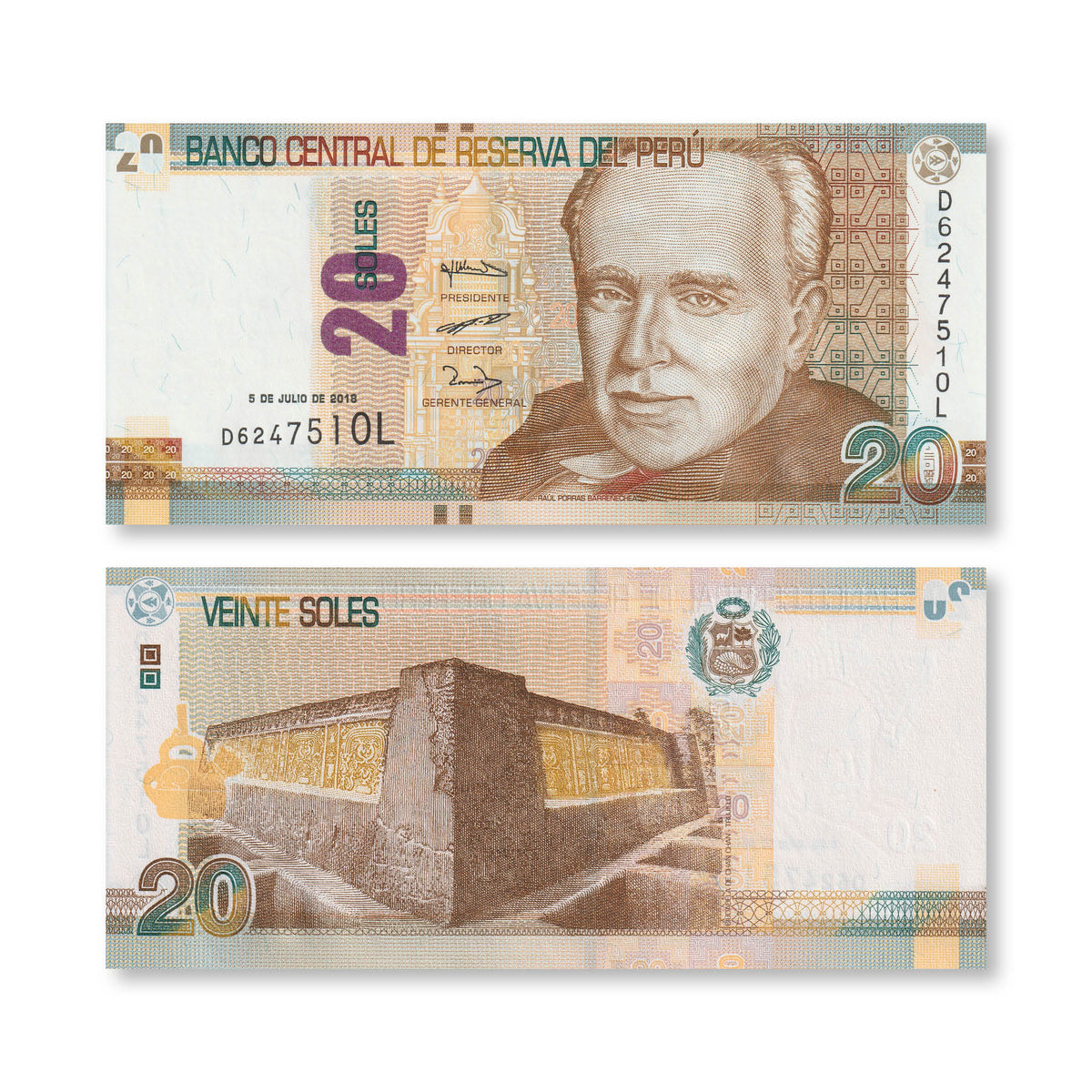 Peru 20 Soles, 2018, B533b, P193, UNC - Robert's World Money - World Banknotes