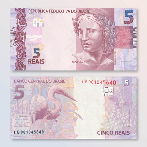 Brazil 5 Reais, 2010 (2019), B875f, P253, UNC - Robert's World Money - World Banknotes