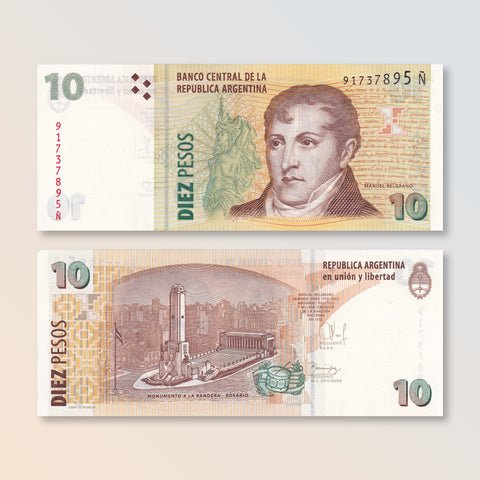 Argentina 10 Pesos, 2014, B407g, P354b, UNC - Robert's World Money - World Banknotes