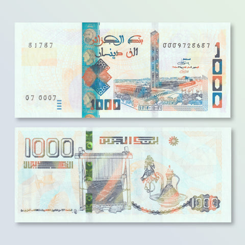 Algeria 1000 Dinars, 2018, B411a, UNC - Robert's World Money - World Banknotes