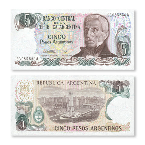 Argentina 5 Pesos Argentinos, 1984, B365b, P312a, UNC