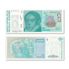Argentina Set: 1–50 Australes, 1985–1989, B376–B379, P323–P326 - Robert's World Money - World Banknotes