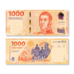 Argentina Set: 1000 & 2000 Pesos, 2023, B426–B427, UNC - Robert's World Money - World Banknotes