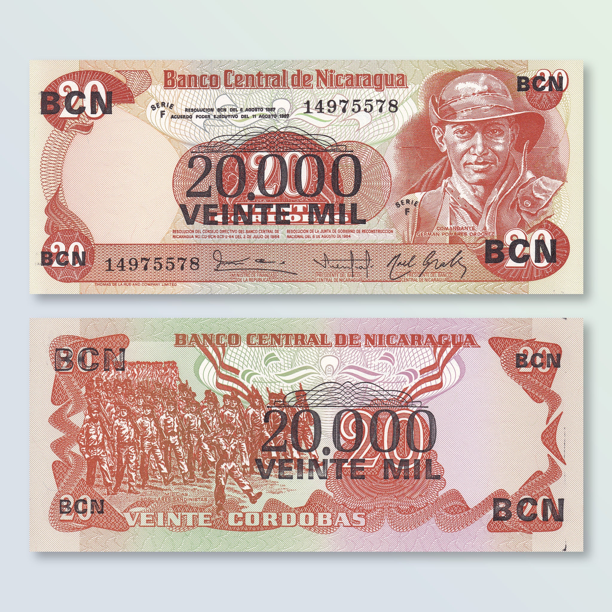 Nicaragua 20000 Córdobas, 1987, B441a, P147, UNC - Robert's World Money - World Banknotes