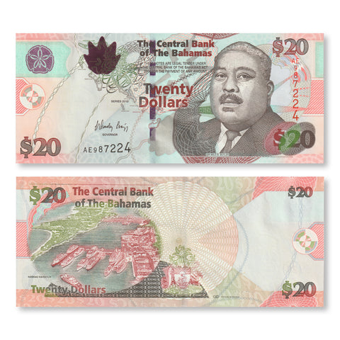 Bahamas 20 Dollars, 2010, B346a, P74Aa, UNC - Robert's World Money - World Banknotes