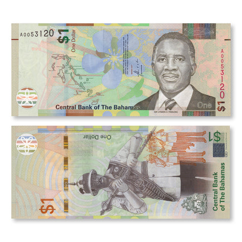 Bahamas Set: Half–$5 Dollars, 2017–2020, B348–B351, UNC - Robert's World Money - World Banknotes