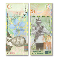 Bahamas 1 Dollar, 2024 (2025), First Prefix, Lowish Serial, B357a, UNC