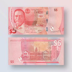 Belize 5 Dollars, 2025, B332a, UNC
