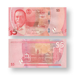 Belize 5 Dollars, 2025, B332a, UNC