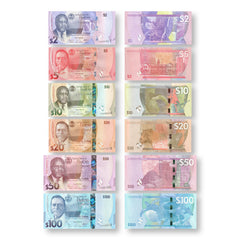 Belize Full Set: New 2025 Series, 2–100 Dollars, B331a–B336a, UNC