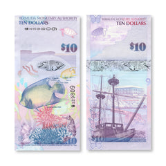 Bermuda 10 Dollars, 2009, Onion Prefix, B232a, P59a, UNC