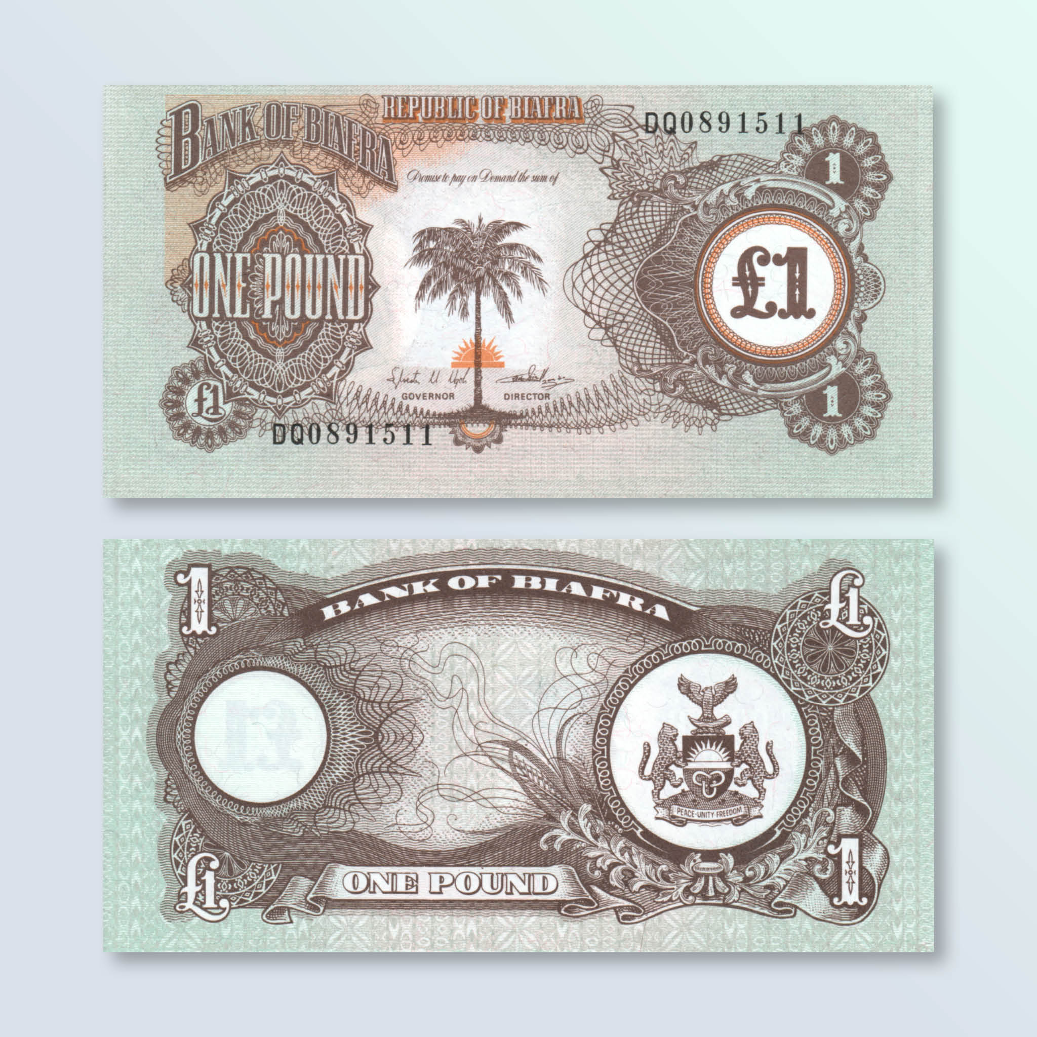 Biafra 1 Pound, 1969, B105a, P5a, UNC - Robert's World Money - World Banknotes