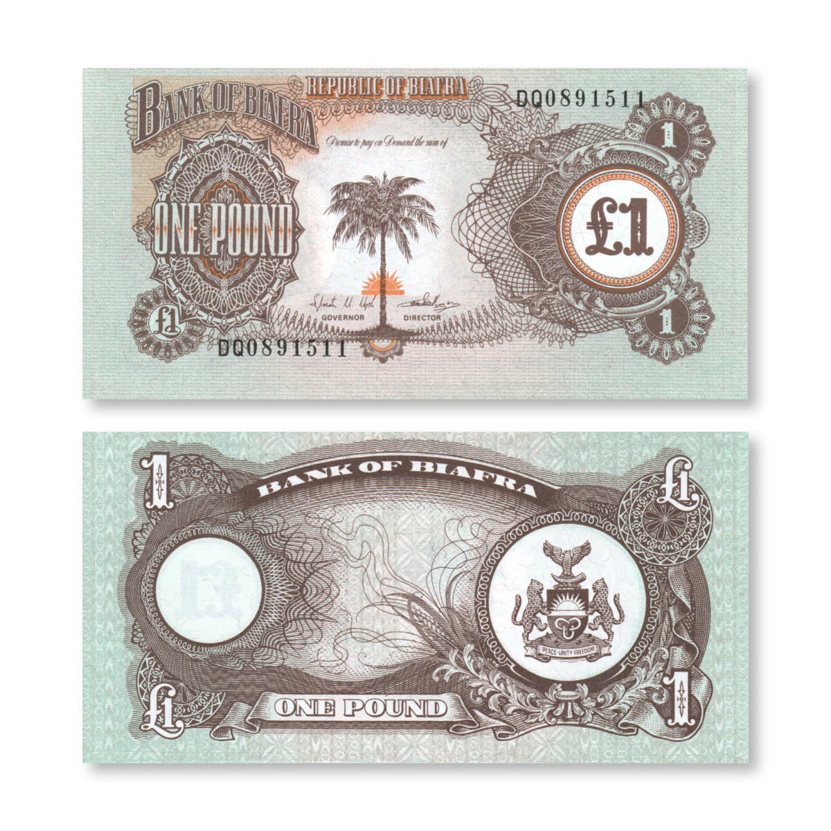 Biafra 1 Pound, 1969, B105a, P5a, UNC - Robert's World Money - World Banknotes