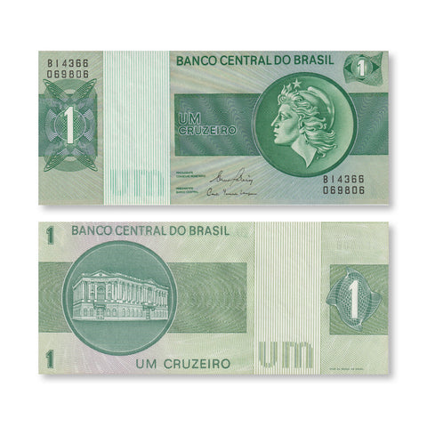 Brazil Set: 1–50 Cruzeiros, 1974–1980, B812–B815, P191–P194, UNC - Robert's World Money - World Banknotes