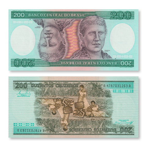 Brazil Set: 100–5000 Cruzeiros, 1981–1986, B820–B824, P198–P202, UNC - Robert's World Money - World Banknotes
