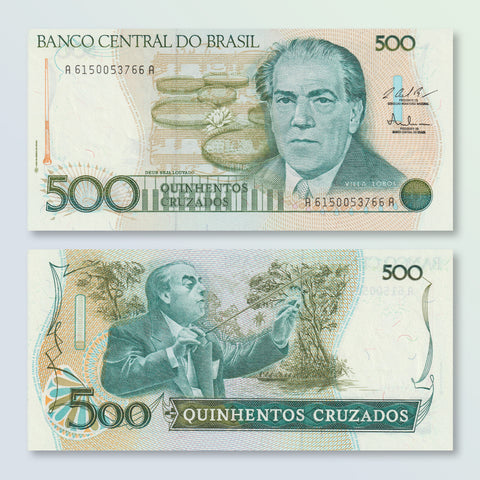 Brazil 500 Cruzados, 1987, B834c, P212c, UNC - Robert's World Money - World Banknotes
