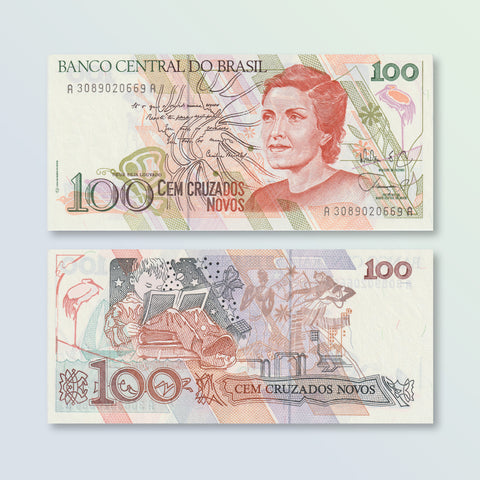 Brazil 100 Cruzados novos, , B842a, P220a, UNC - Robert's World Money - World Banknotes