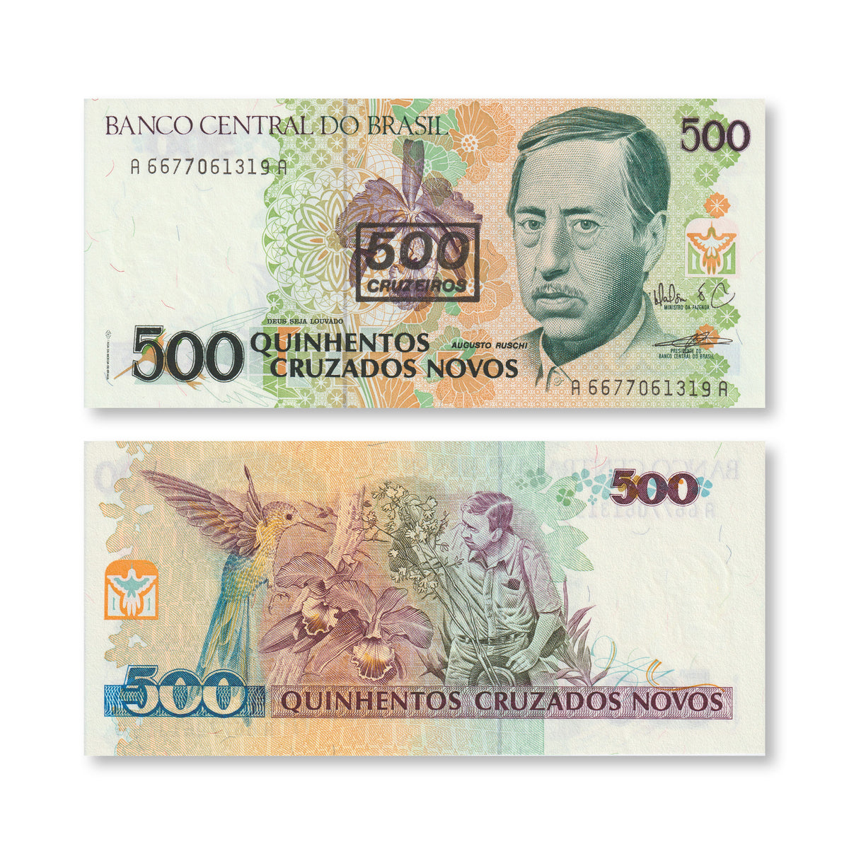 Brazil 500 Cruzeiros, 1990, B848a, P226b, UNC - Robert's World Money - World Banknotes