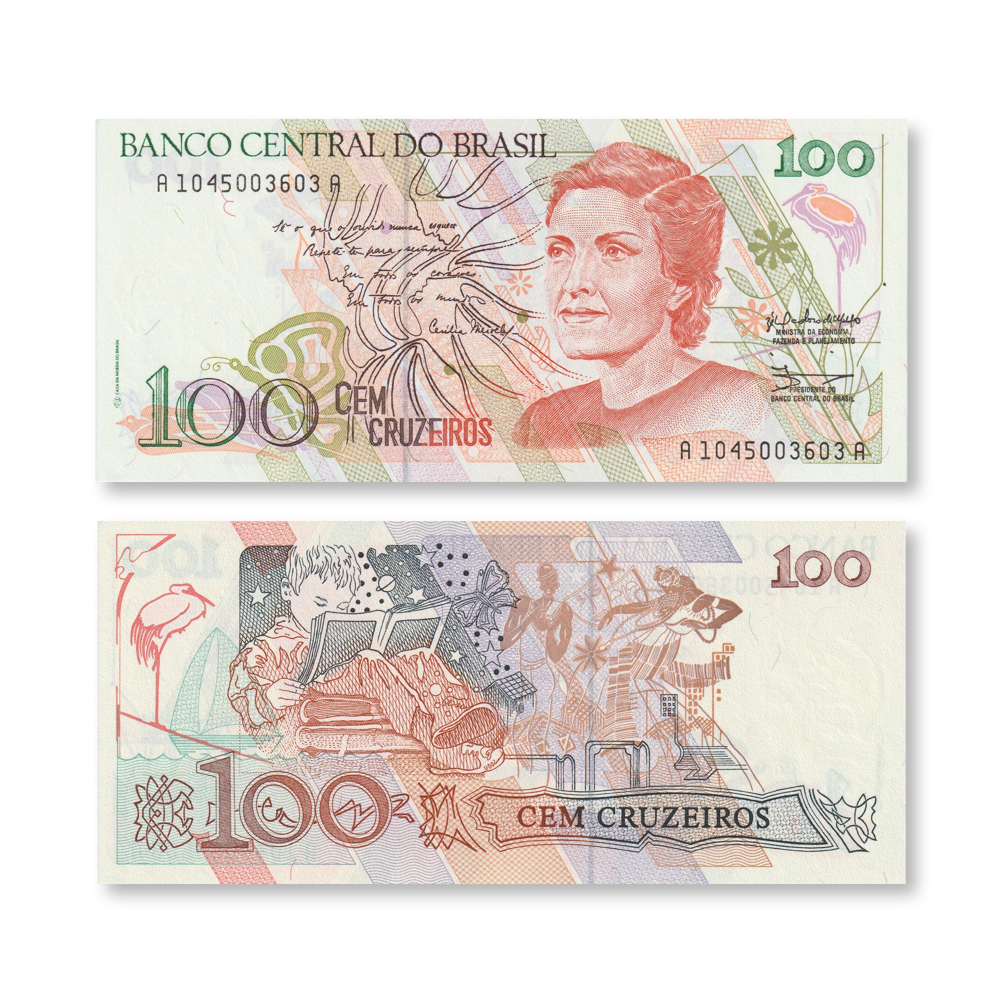 Brazil 100 Cruzeiros, 1990, B850a, P228, UNC - Robert's World Money - World Banknotes