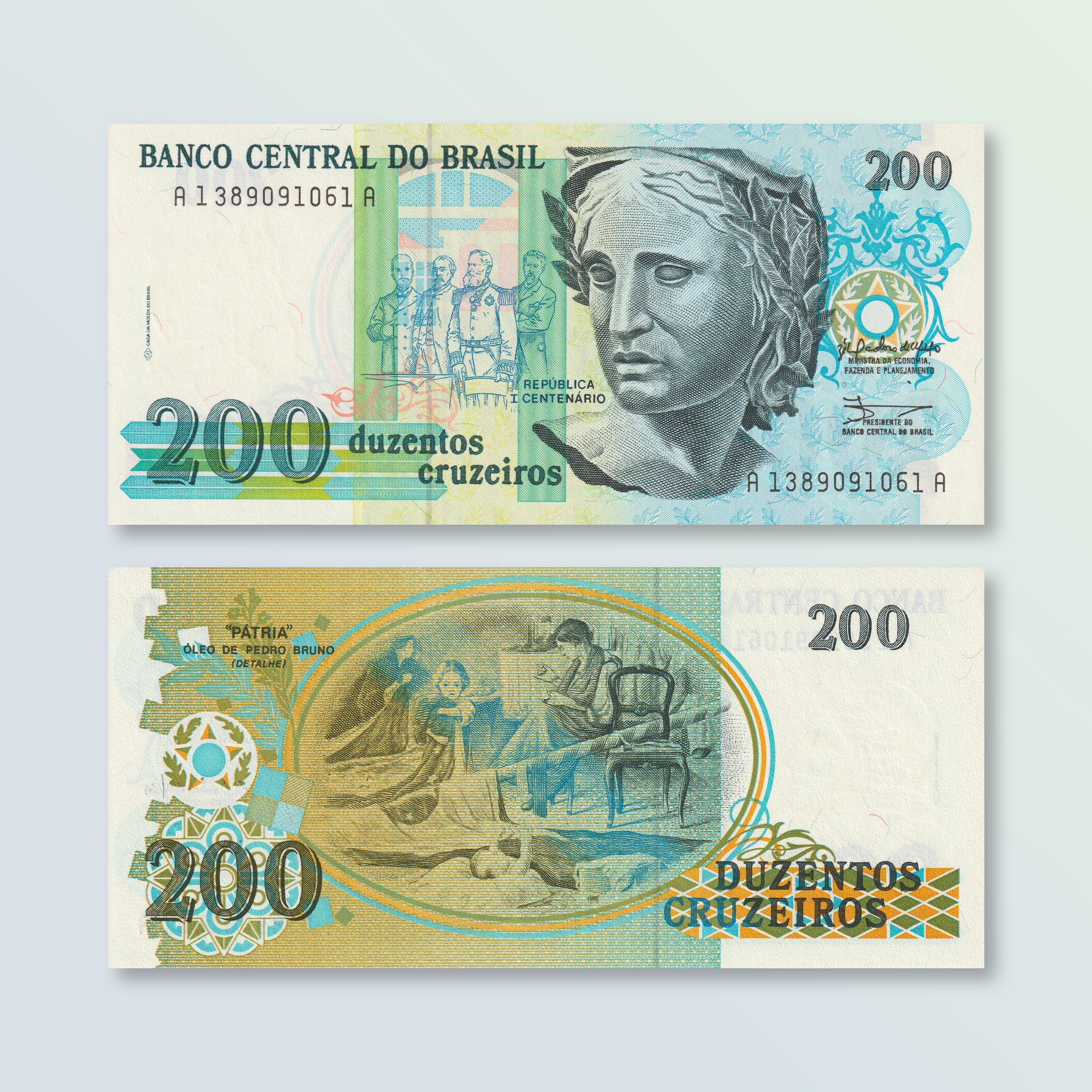 Brazil 200 Cruzeiros, 1990, B851a, P229, UNC - Robert's World Money - World Banknotes