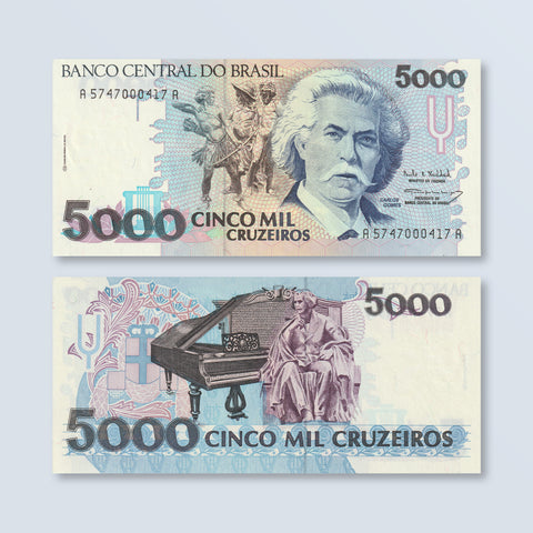 Brazil 5000 Cruzeiros, 1993, B854c, P232c, UNC - Robert's World Money - World Banknotes