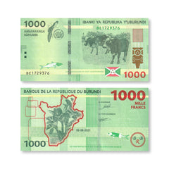 Burundi 1000 Francs, 2021, B242a, UNC - Robert's World Money - World Banknotes