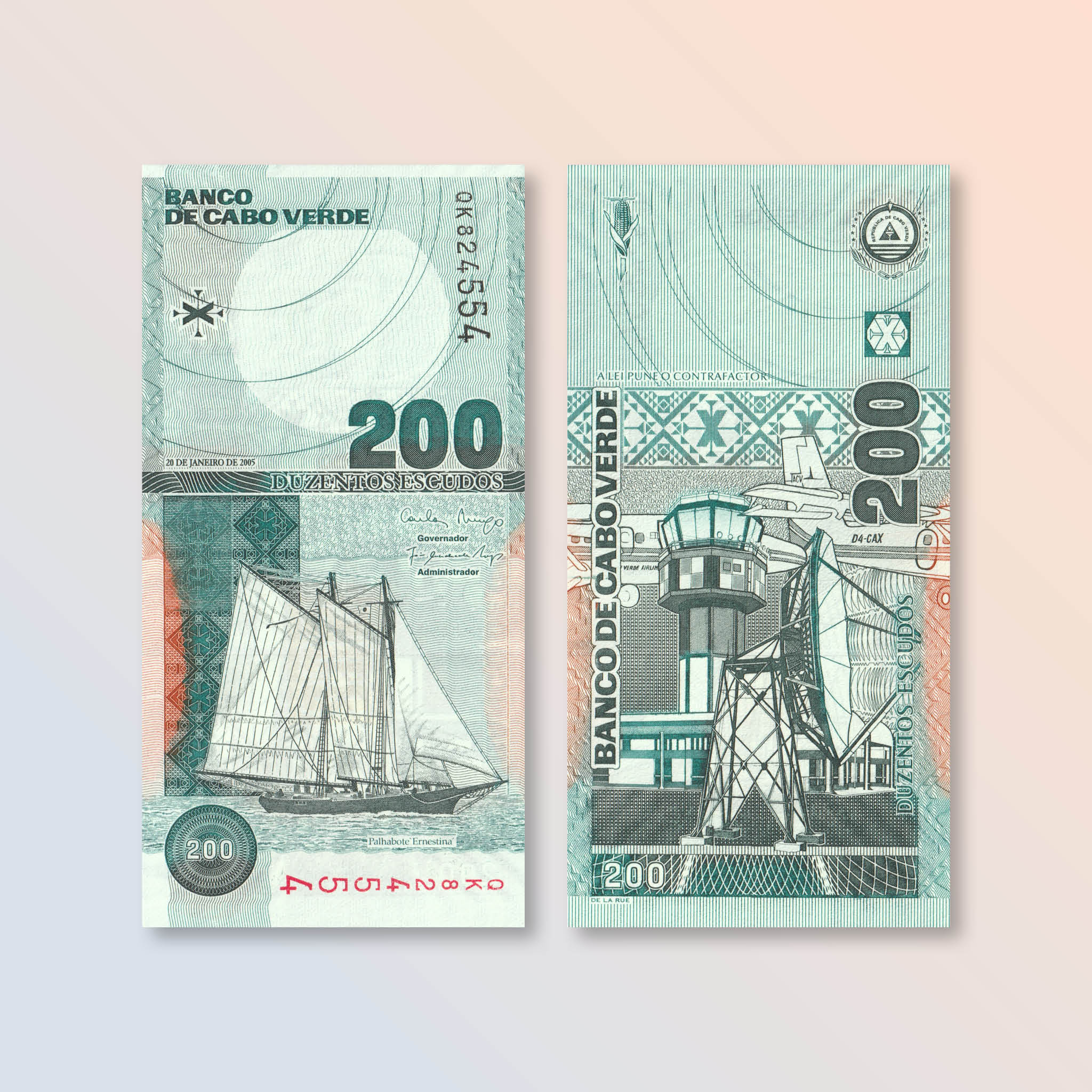Cape Verde 200 Escudos, 2005, B212a, P68a, UNC - Robert's World Money - World Banknotes