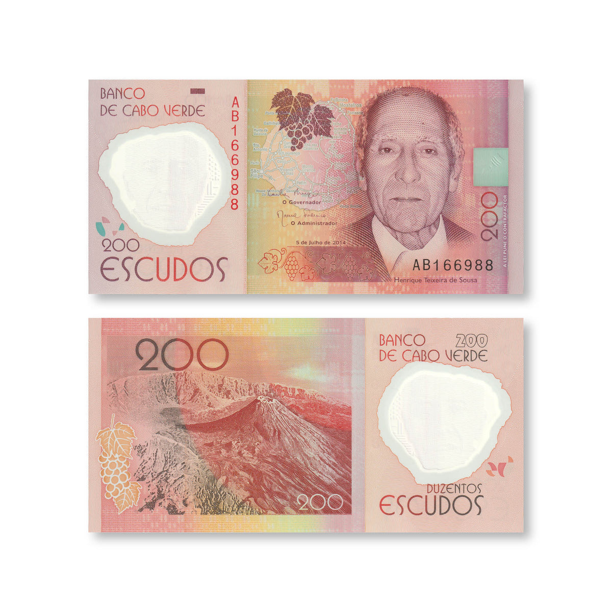 Cape Verde 200 Escudos, 2014, B217a, P71, UNC - Robert's World Money - World Banknotes