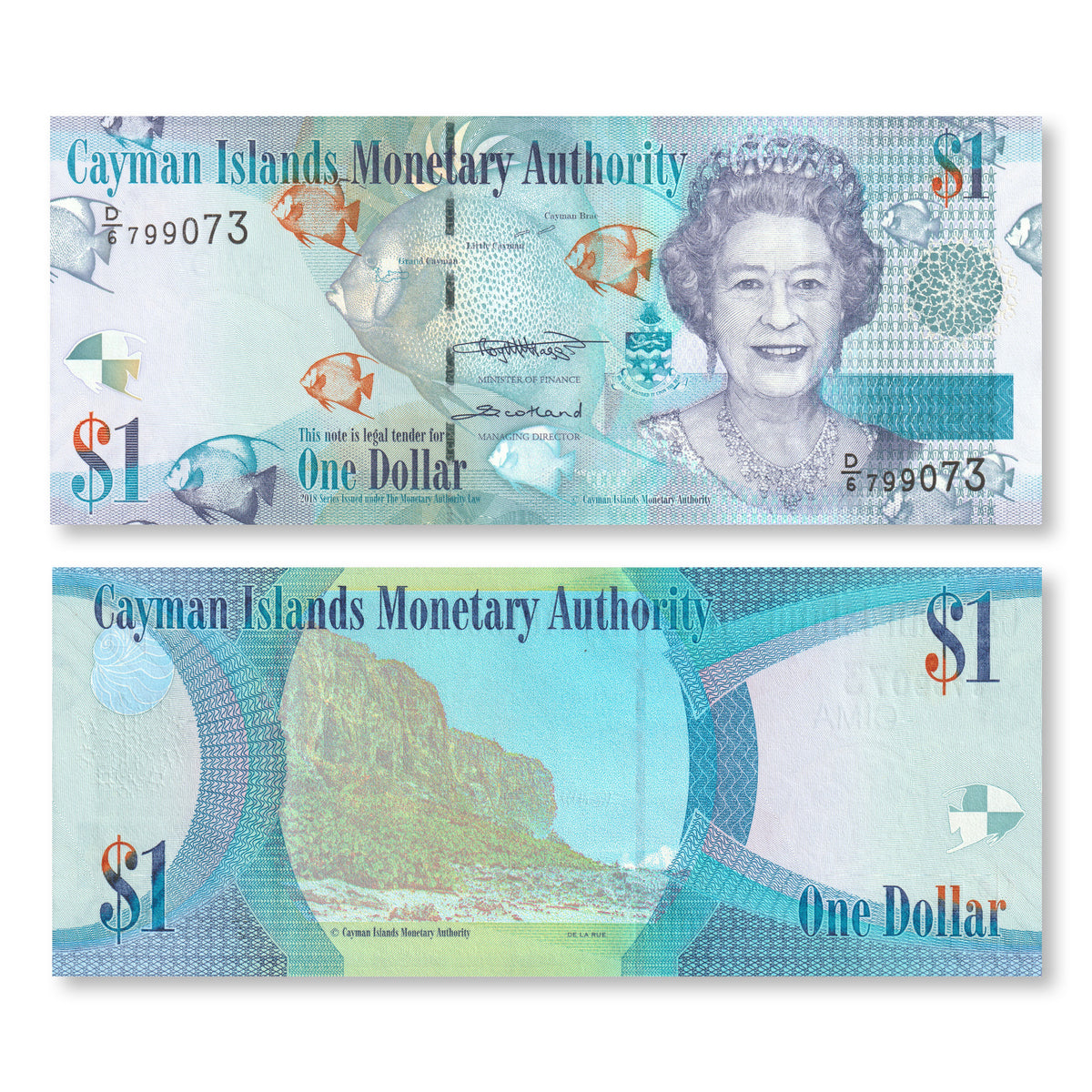 Cayman Islands 1 Dollar, 2018, B218c, P38, UNC - Robert's World Money - World Banknotes