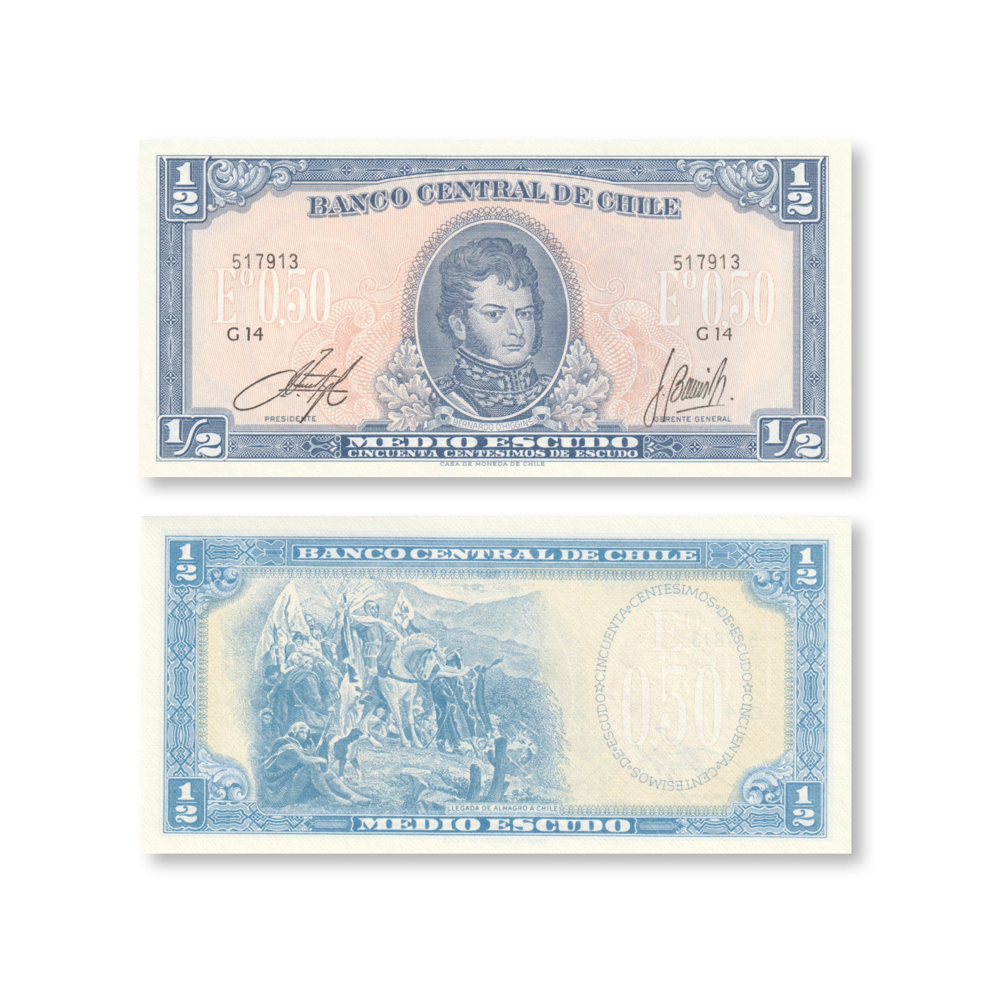 Chile Half Escudo, 1962, B268c1, P134Aa, UNC - Robert's World Money - World Banknotes
