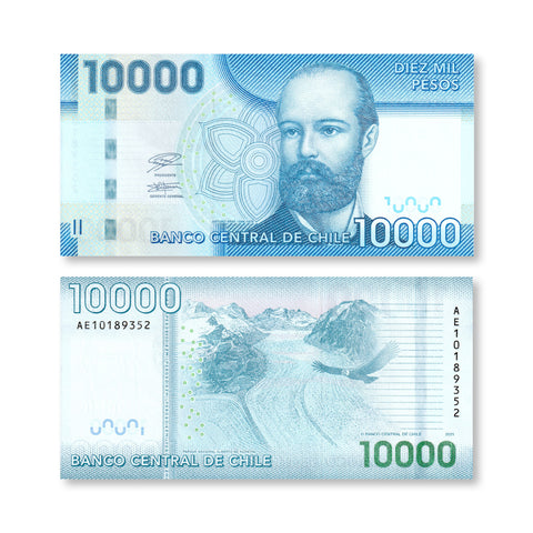 Chile 10000 Pesos, 2021, B299j, P164, UNC - Robert's World Money - World Banknotes