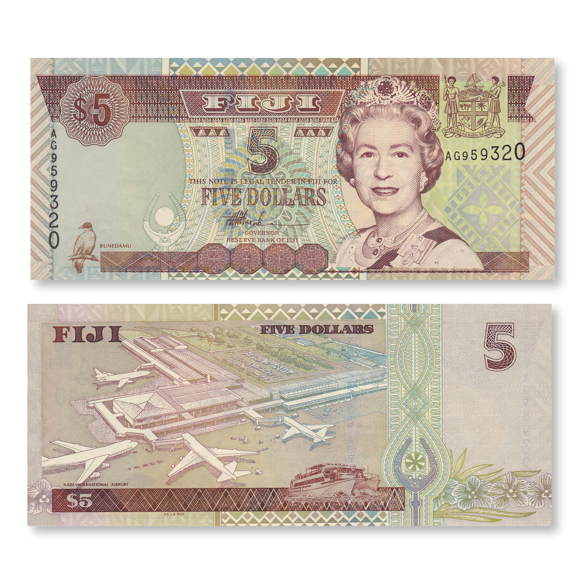 Fiji 5 Dollars, 2002, B516a, P105b, UNC - Robert's World Money - World Banknotes