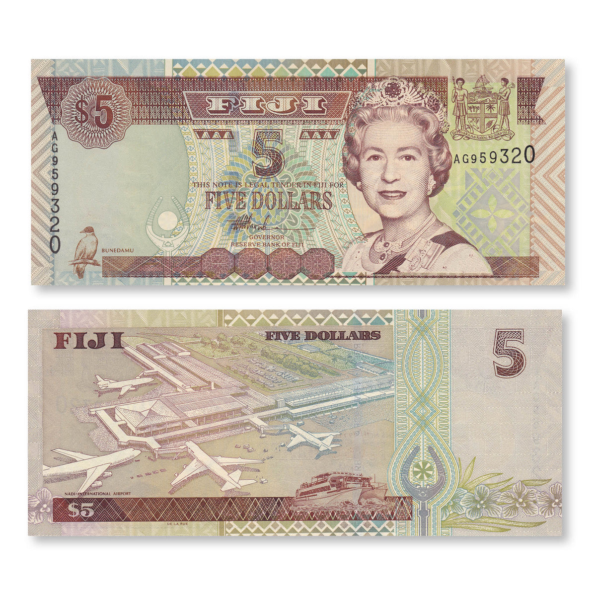 Fiji 5 Dollars, 2002, B516a, P105b, UNC - Robert's World Money - World Banknotes