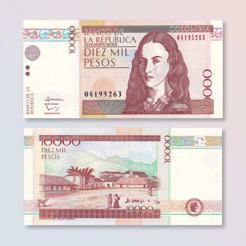 Colombia 10000 Pesos, 2012, B990u, P453p, UNC - Robert's World Money - World Banknotes