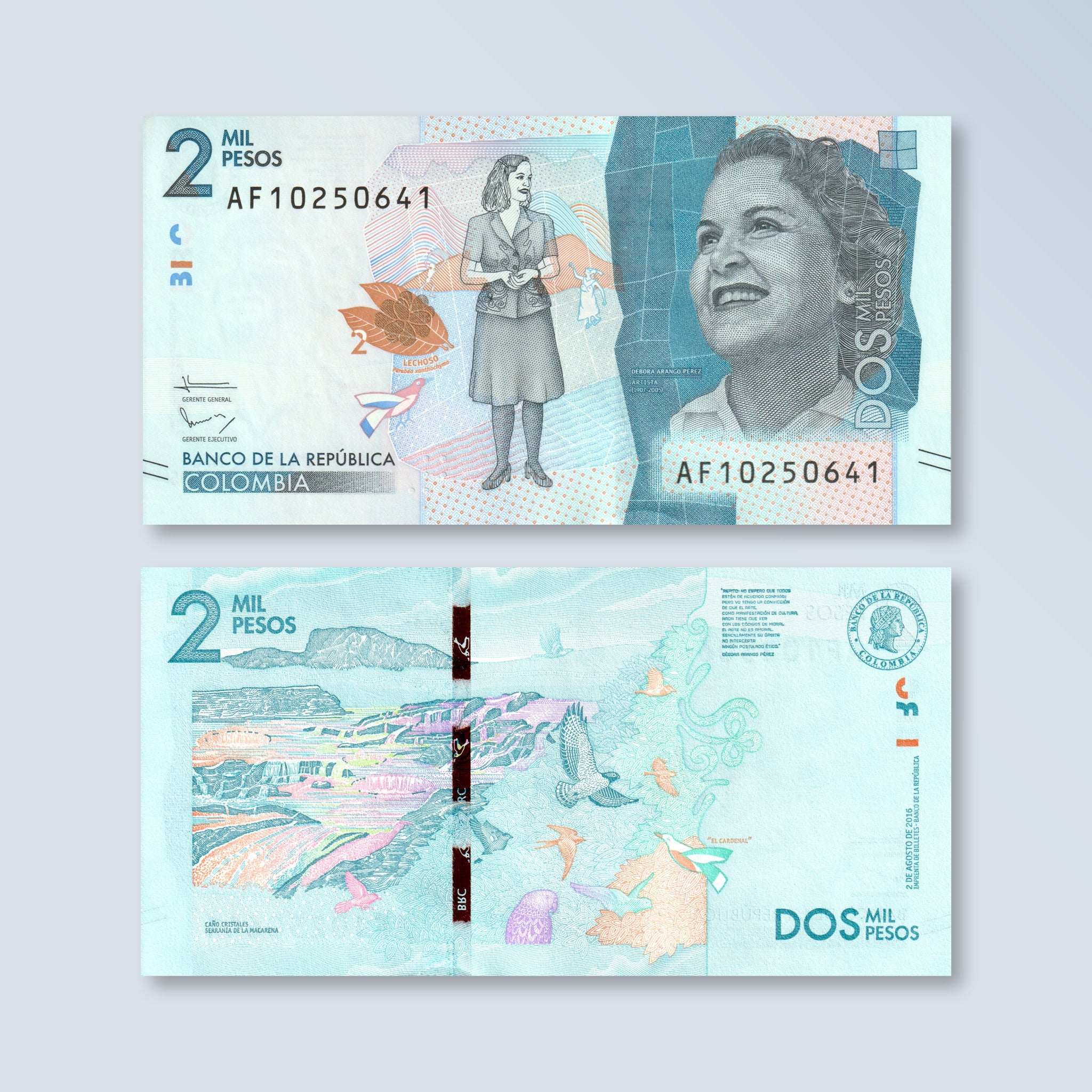 Colombia 2000 Pesos, 2016, B993b, P458b, UNC - Robert's World Money - World Banknotes